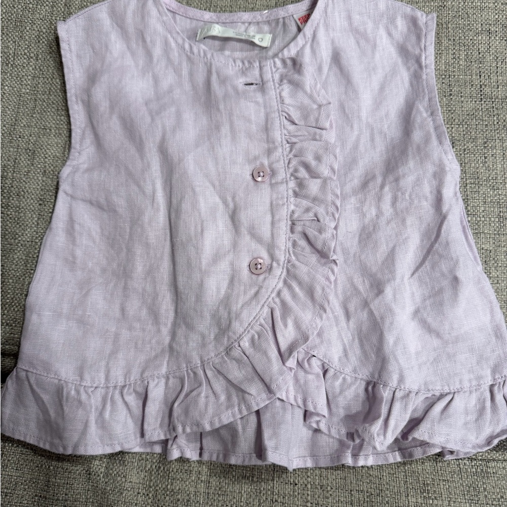 Zara Light Purple Ruffle Kids Blouse